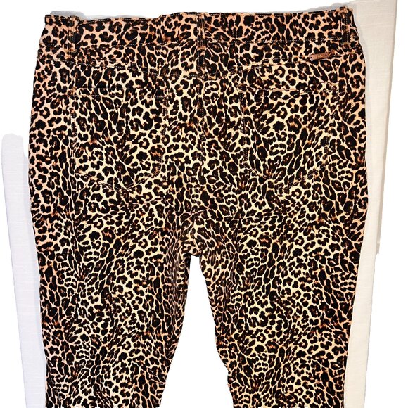 INC Skinny Jeans Womens 16 Cheetah Print Stretch 5-Pocket Denim Copper Button - Picture 14 of 16